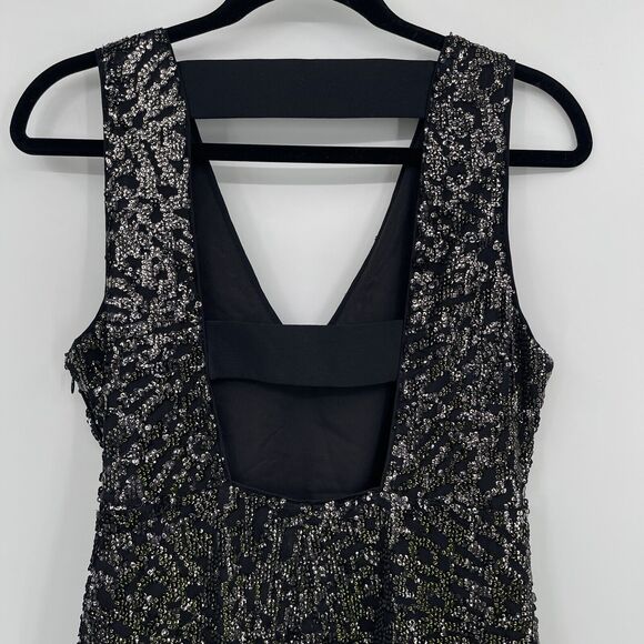 1. State Womens Dress Size Medium Black Sleeveless Sequin Cut Out Bodycon Mini - Picture 5 of 11